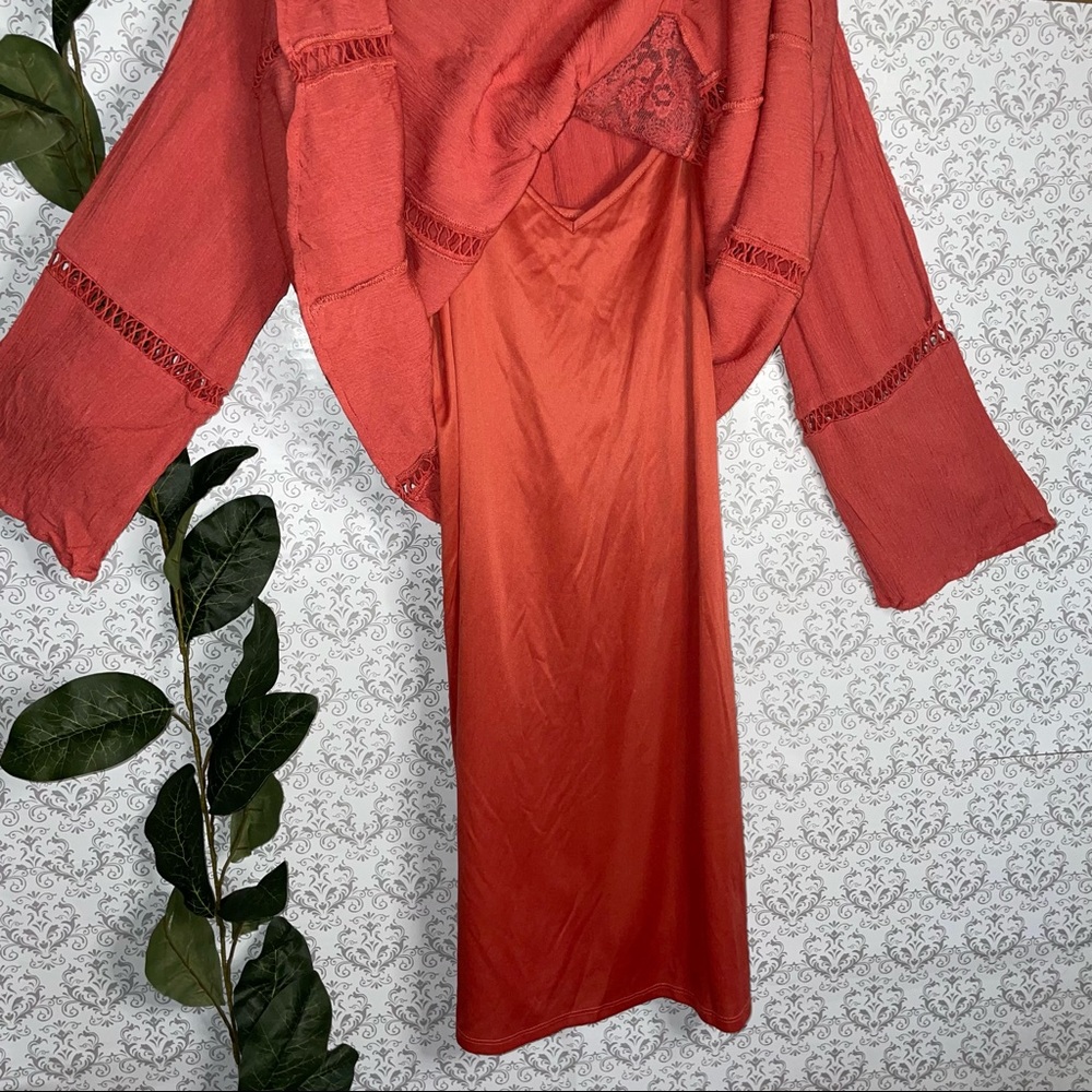 Maurices Boho dress large flowey cami liner neck tie cold shoulder cutout - Picture 7 of 11